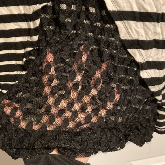 Black/White Striped Shirt with Lace - Picture 10 of 10